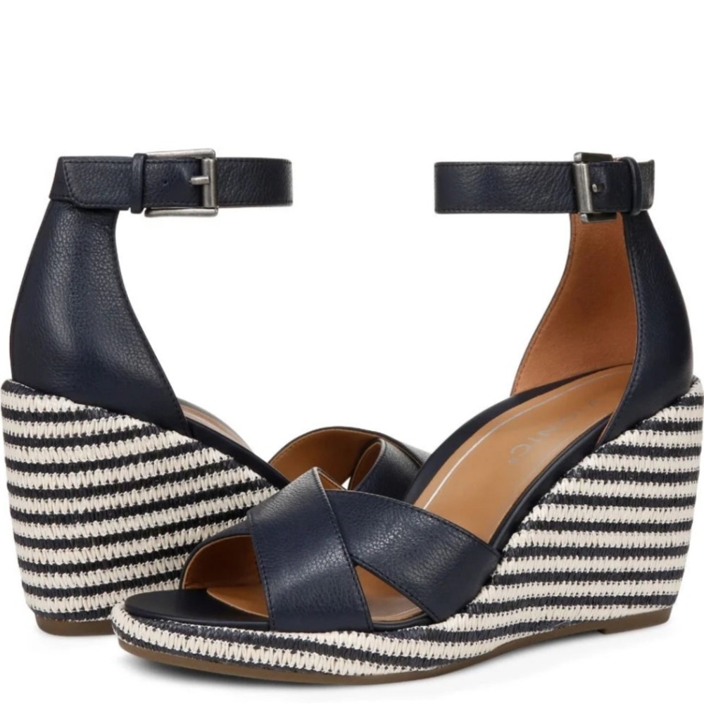 Navy Wedge Sandals
